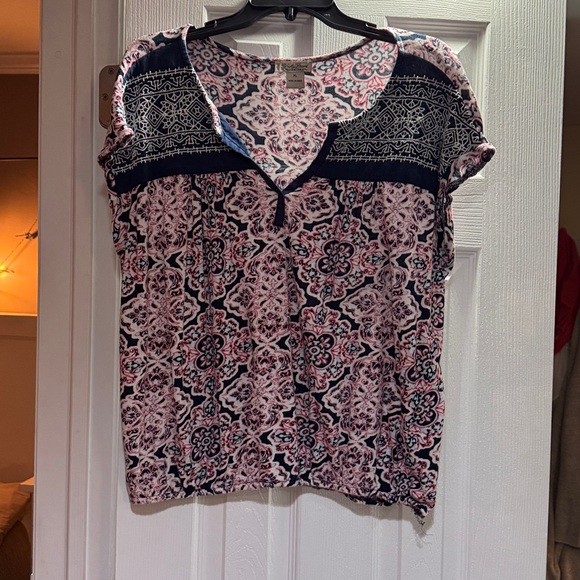 Lucky Boho Handkerchief Pattern Drop Shoulder Top - Picture 1 of 5